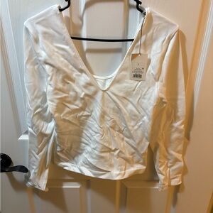Target White Long Sleeve V-Neck Top